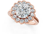 Rose gold Round Halo Cluster Diamond Engagement Ring with Solitaire Band and Prong Setting_51