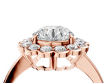 Rose gold Round Halo Cluster Diamond Engagement Ring with Solitaire Band and Prong Setting_54