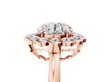 Rose gold Round Halo Cluster Diamond Engagement Ring with Solitaire Band and Prong Setting_55