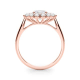 Rose gold Round Halo Cluster Diamond Ring with Pave Band and Four-Prong Setting 2
