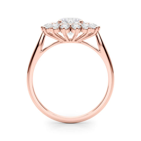 Rose gold Round Halo Cluster Diamond Ring with Pave Band and Four-Prong Setting 2