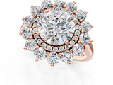 Rose gold Round Halo Cluster Diamond Ring with Pave Band and Four-Prong Setting_16