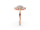 Rose gold Round Halo Cluster Diamond Ring with Pave Band and Four-Prong Setting_17