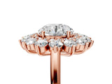 Rose gold Round Halo Cluster Diamond Ring with Pave Band and Four-Prong Setting_20