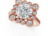 Rose gold Round Halo Diamond Cluster Engagement Ring with Milgrain Bezel Setting and Solitaire Band_55