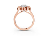 Rose gold Round Halo Diamond Cluster Engagement Ring with Milgrain Bezel Setting and Solitaire Band_57