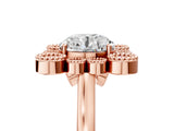 Rose gold Round Halo Diamond Cluster Engagement Ring with Milgrain Bezel Setting and Solitaire Band_59
