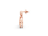 Rose gold Round Halo Diamond Drop Earrings with Milgrain Bezel Setting_10