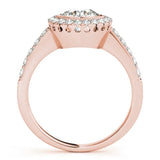 Rose gold Round Halo Diamond Engagement Ring with Bezel Setting and Pavé Band 2
