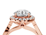 Rose gold Round Halo Diamond Engagement Ring with Filigree Band and Four-Prong Setting_100