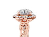 Rose gold Round Halo Diamond Engagement Ring with Filigree Band and Four-Prong Setting_101