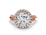 Rose gold Round Halo Diamond Engagement Ring with Filigree Band and Four-Prong Setting_96
