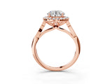 Rose gold Round Halo Diamond Engagement Ring with Filigree Band and Four-Prong Setting_99