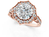 Rose gold Round Halo Diamond Engagement Ring with Milgrain Band and Four-Prong Setting_41