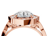 Rose gold Round Halo Diamond Engagement Ring with Milgrain Band and Four-Prong Setting_44