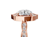 Rose gold Round Halo Diamond Engagement Ring with Milgrain Band and Four-Prong Setting_45