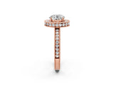 Rose gold Round Halo Diamond Engagement Ring with Milgrain Pave Band and Four-Prong Setting_68