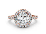 Rose gold Round Halo Diamond Engagement Ring with Pavé Band and Four-Prong Setting_63