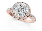 Rose gold Round Halo Diamond Engagement Ring with Pavé Band and Four-Prong Setting_64