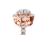 Rose gold Round Halo Diamond Engagement Ring with Pavé Band and Four-Prong Setting_68