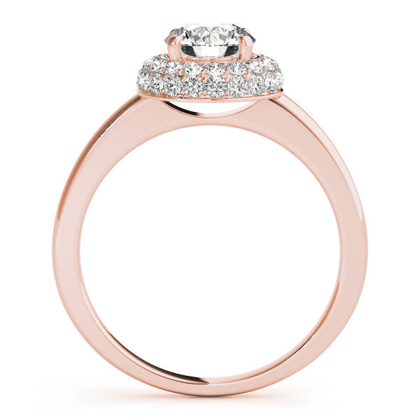 Rose gold Round Halo Diamond Engagement Ring with Solitaire Band and Four-Prong Setting 2