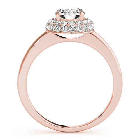 Rose gold Round Halo Diamond Engagement Ring with Solitaire Band and Four-Prong Setting 2