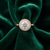 Rose gold Round Halo Diamond Engagement Ring with Solitaire Band and Four-Prong Setting_15