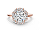 Rose gold Round Halo Diamond Engagement Ring with Solitaire Band and Four-Prong Setting_21