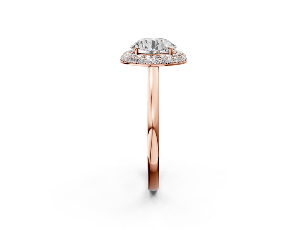 Rose gold Round Halo Diamond Engagement Ring with Solitaire Band and Four-Prong Setting