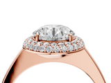 Rose gold Round Halo Diamond Engagement Ring with Solitaire Band and Four-Prong Setting_25