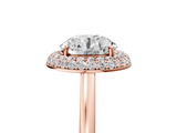 Rose gold Round Halo Diamond Engagement Ring with Solitaire Band and Four-Prong Setting_26