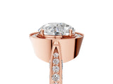 Rose gold Round Halo Diamond Engagement Ring with Split Shank Band and Four-Prong Setting_11