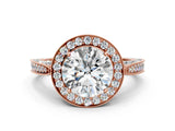 Rose gold Round Halo Diamond Engagement Ring with Split Shank Band and Four-Prong Setting_6