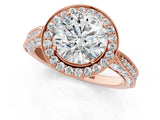 Rose gold Round Halo Diamond Engagement Ring with Split Shank Band and Four-Prong Setting_7
