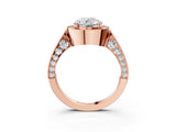 Rose gold Round Halo Diamond Engagement Ring with Split Shank Band and Four-Prong Setting_9