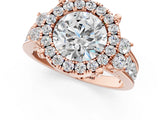 Rose gold Round Halo Diamond Engagement Ring with Split Shank and Four-Prong Setting 1