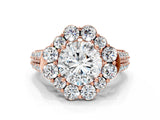 Rose gold Round Halo Diamond Engagement Ring with Split Shank and Prong Setting_69