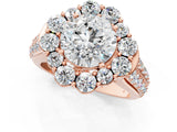 Rose gold Round Halo Diamond Engagement Ring with Split Shank and Prong Setting_70
