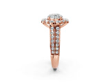 Rose gold Round Halo Diamond Engagement Ring with Split Shank and Prong Setting_71