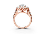 Rose gold Round Halo Diamond Engagement Ring with Split Shank and Prong Setting_72