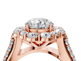 Rose gold Round Halo Diamond Engagement Ring with Split Shank and Prong Setting_73