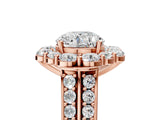 Rose gold Round Halo Diamond Engagement Ring with Split Shank and Prong Setting_74