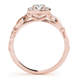 Rose gold Round Halo Diamond Engagement Ring with Square Setting and Infinity Band 2