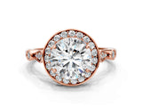 Rose gold Round Halo Diamond Engagement Ring with Twisted Band and Four-Prong Setting 1