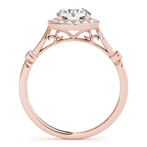 Rose gold Round Halo Diamond Engagement Ring with Twisted Band and Four-Prong Setting 2