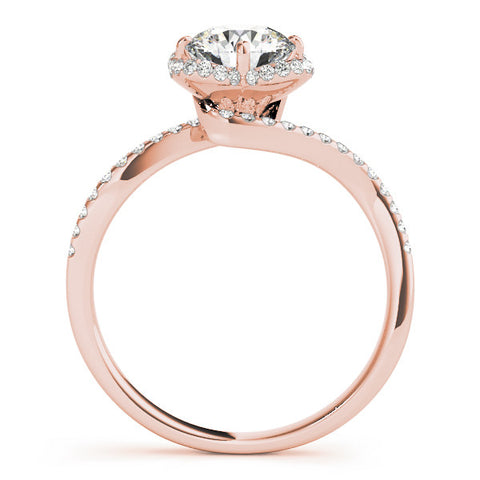 Rose gold Round Halo Diamond Engagement Ring with Twisted Pave Band and Four-Prong Setting 2