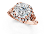 Rose gold Round Halo Diamond Engagement Ring with Vintage-Inspired Band and Four-Prong Setting_7