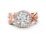 Rose gold Round Halo Diamond Floral Band with Four-Prong Setting_76