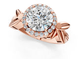 Rose gold Round Halo Diamond Floral Band with Four-Prong Setting_77