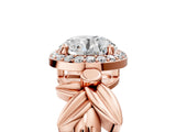 Rose gold Round Halo Diamond Floral Band with Four-Prong Setting_81